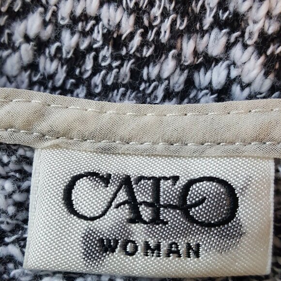 Cato Woman Top Women's 22/24W Cotton/Poly Stretch Black White Knit Short Sleeve - Picture 9 of 12